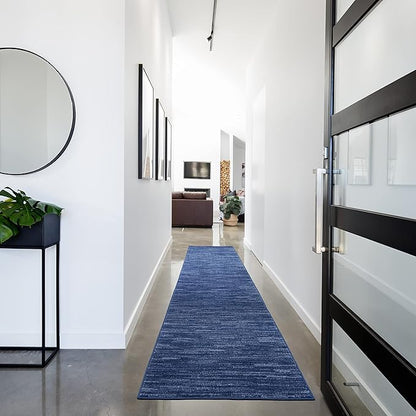 Nourison Home Nourison Essentials Navy Blue 2'2" x 14' Area Rug - Easy Clean, Non Shedding, Bed Room, Living Room, Dining Room, Kitchen (14' Runner)