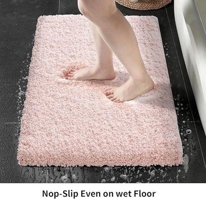 Pink Bathroom Runner Rug 24x59 Non Slip Fluffy Long Bath Mat for Bathroom Floor Washable Plush Luxury Bath Rug for Tub Absorbent Shower Sink Mat Bedside Rug