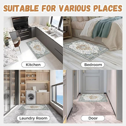 Boho Mandala Pattern Small Rug 2x3ft Runner Rug Non Slip Washable Kitchen Runner Rug with Rubber Backing，Low-Pile Soft Indoor Door mats Washable Runner Rugs for Hallway Entryway Kitchen Bedroom