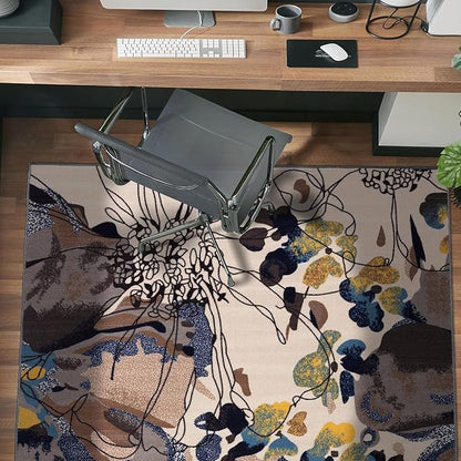 Rugshop Cream Bright Flowers Non Slip Non-Shedding Area Rug for Bedroom, Living Room and Home Office, 3'3" x 5'