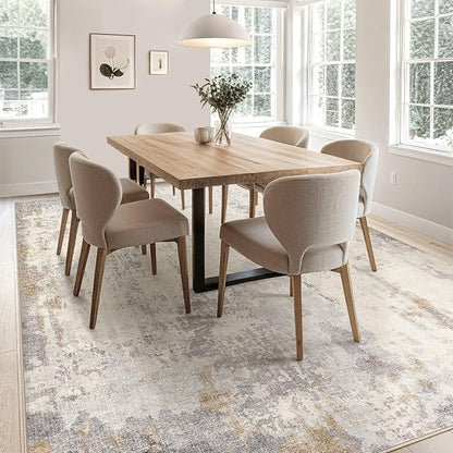 5x7 Area Rug Living Room Rugs - Washable Neutral Modern Abstract Soft Thin Rug Indoor Floor No Slip Rug Carpet for Bedroom Under Dining Table Home Office Decor - Light Brown/Gray