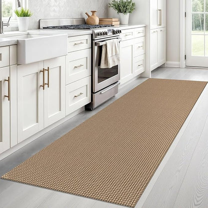 Braided Runner Rug 2.6x8 Ft Washable Runners for Hallways Non Slip Kitchen Runner Rug Cotton Entryway Runner Indoor, Woven Floor Carpet for Hall Kitchen Bedroom, Orange/Tan/Brown