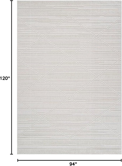 CAMILSON Micro Loop Rug 8x10 Modern Luxury Geometric Pattern Area Rugs Soft High and Low Pile Stain Resistant Easy-Cleaning Non-Shedding for Living Room Office Indoor Carpet (8 x 10 / White)