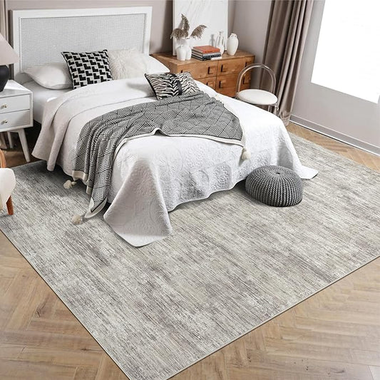 Garvee Modern Area Rug for Bedroom 5x7 Throw Rugs for Living Room, Machine Washable Area Rugs with Rubber Backing, Non Shedding Low Pile Carpet Stain Resistant Soft Mats for Nursery Dining Room, Camel