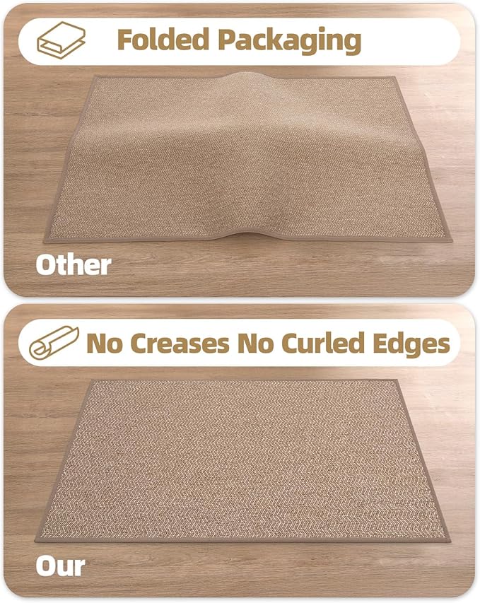 Color&Geometry Large Front Door Mat Indoor Entrance, 36"X56" Indoor Mats for Entryway Non Slip Rubber Backed, Dirt Trapper Double Door Mat Washable, Dark Khaki (Rolled-up NO Creases)