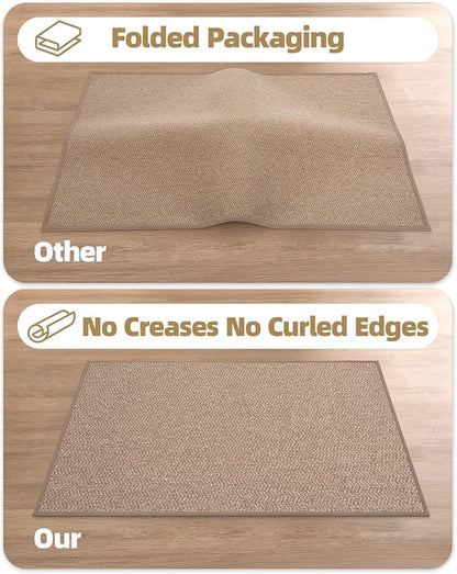 Color&Geometry Large Front Door Mat Indoor Entrance, 36"X56" Indoor Mats for Entryway Non Slip Rubber Backed, Dirt Trapper Double Door Mat Washable, Dark Khaki (Rolled-up NO Creases)