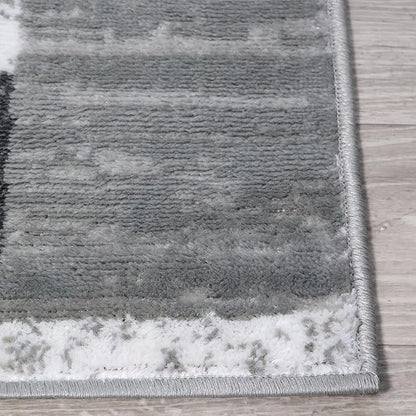 Superior Indoor Area Rug, Jute Backed, Modern Geometric Patchwork Floor Decor for Bedroom, Office, Living Room, Entryway, Hardwood Floors, Rockwood Collection, 4' x 6', Charcoal