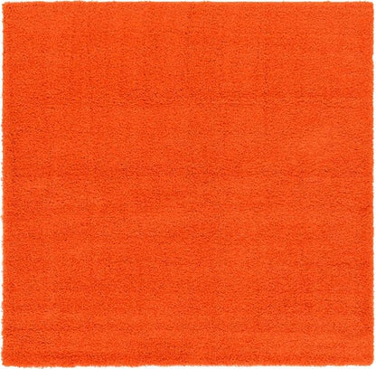 Unique Loom Solid Shag Collection Area Rug (8' Square, Tiger Orange)