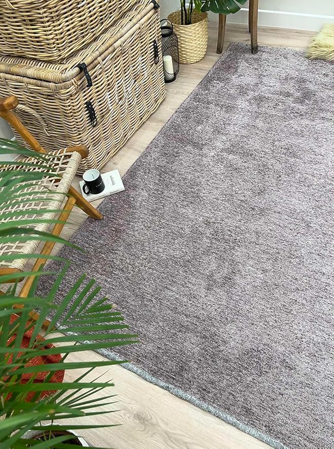 Alfa Rich 3x5 Dark Gray Washable Area Rugs for Living Room Bedroom Kitchen Cotton Decor Solid Runner