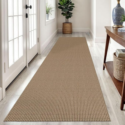 Braided Runner Rug 2.6x10 Ft Washable Runners for Hallways Non Slip Kitchen Runner Rug Cotton Long Entryway Runner Indoor, Woven Carpet for Hall Kitchen Entryway, Orange/Tan/Brown