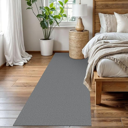 EARTHALL Washable Runner Rug 3x8 Ft Non Slip Runners for Hallways Wide Cotton Rubber Backed Kitchen Runner Braided Indoor Floor Carpet Runners for Entryway, Hallway, Kitchen, Bedroom, Charcoal Gray