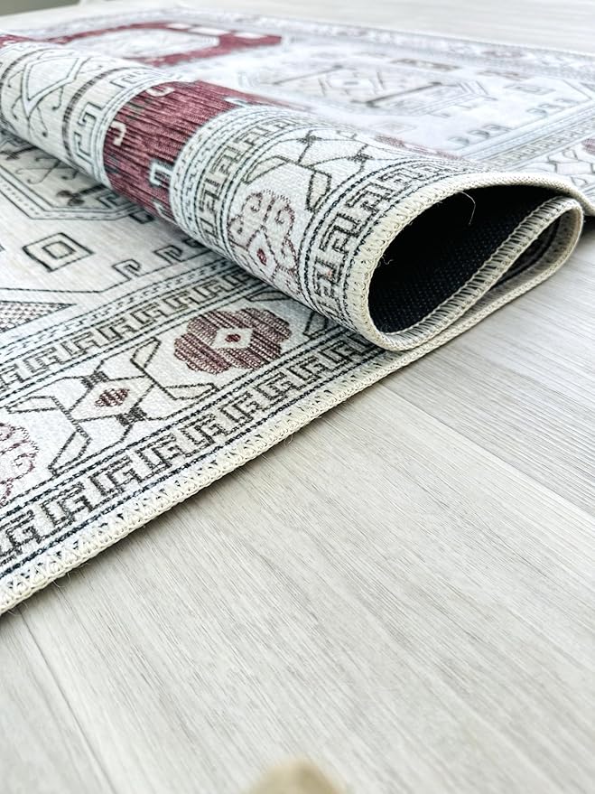 Fame Living Faded Oushak Rug, Turkish Vintage Floral Pastel Large Oversized Area Rugs for Living Room Dining Bedroom Kitchen Bathroom Nursery (848CrRd, 2'5" x 4'9")