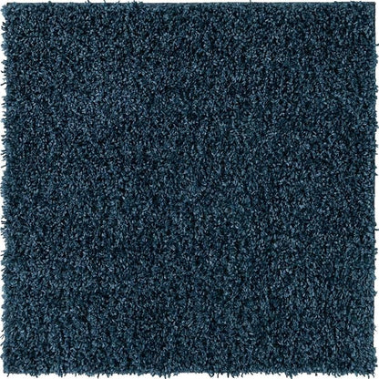 Unique Loom Davos Shag Collection Area Rug - Solid (3' 3" Square, Marine Blue)
