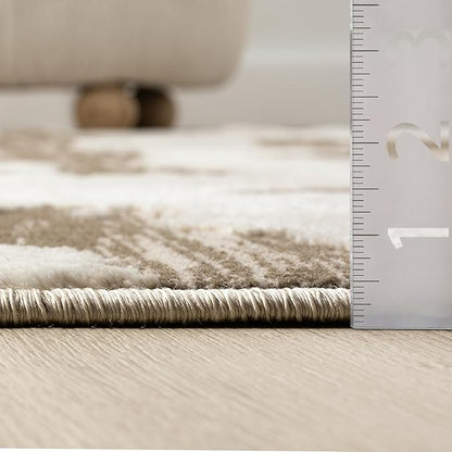 Abani Terra Area Rug for Living Room, Bedroom - Abstract Pattern - Brown Cream - 8' x 10' - Durable & Easy to Clean