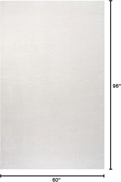 Eyely UES100T-5 Supersoft Haze Solid Low-Pile Indoor Area Rug Casual;Contemporary;Solid;Traditional, Bedroom, Kitchen, Living Room, Easy-Cleaning, Non-Shedding, 5 X 8, Cream