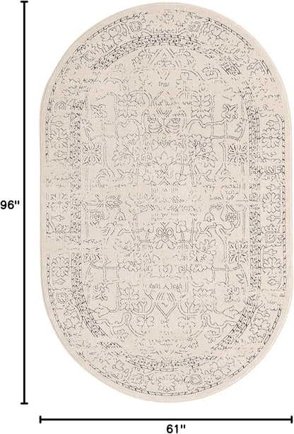Unique Loom Isabella Collection Area Rug - Adjani (5' 1" x 8' Oval, White/ Blue)