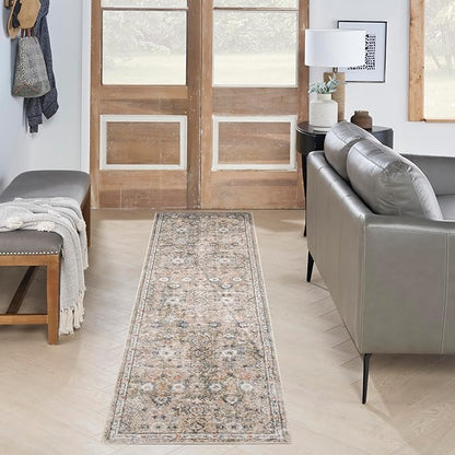 Nourison Home Astra Machine Washable Silver Taupe 2'2" x 8' Area Rug - Easy Clean, Non Shedding, Bed Room, Living Room, Dining Room, Kitchen (8' Runner)