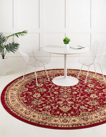 Unique Loom Sialk Hill Collection Area Rug - Washington (3' 3" Round Burgundy/Cream)