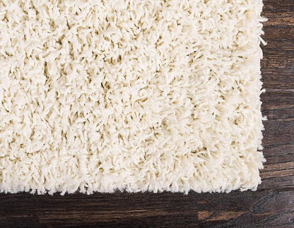 Unique Loom Solid Shag Collection Area Rug (2' 6" x 13' 1" Runner, Pure Ivory)