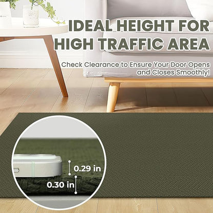 Braided Runner Rug 2x5 Ft Washable Runners for Hallways Kitchen Runner Rug with Rubber Backing Cotton Entryway Runner Indoor, Woven Floor Carpet for Hall Kitchen Bedroom, Dark Green
