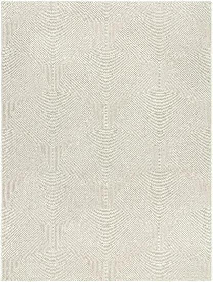 Paco Home Modern Area Rug with Minimalist Arched Lines in Neutral Cream, Size: 5'3" x 7'3"