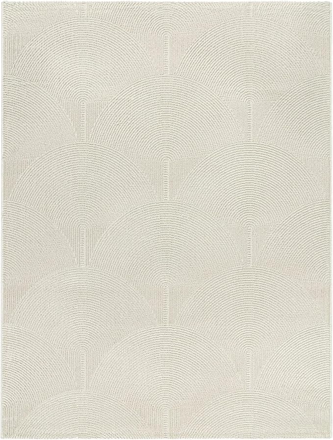 Paco Home Modern Area Rug with Minimalist Arched Lines in Neutral Cream, Size: 4' x 5'3"