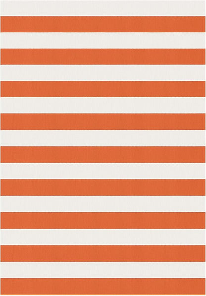 KOZYFLY Striped Outdoor Rug 4x6 Ft Orange and White Halloween Fall Hand Woven Area Rug Washable Outdoor Doormats Indoor Entrance Mat for Front Door Kitchen Entryway Patio Front Porch Decor