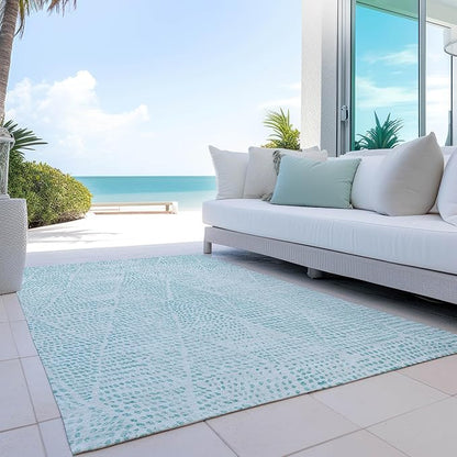Addison Rugs Chantille ACN591 Aqua 5' x 7'6" Indoor Outdoor Area Rug, Easy Clean, Machine Washable, Non Shedding, Bedroom, Living Room, Dining Room, Kitchen, Patio Rug