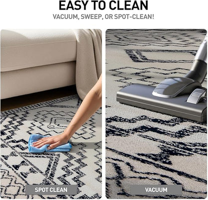 Rugshop Cream and Black Southwestern Tribal Area Rug – Boho Geometric Diamond Pattern Carpet for Living Room, Bedroom, or Entryway – Soft Modern Rustic Floor Décor 2' 3" x 4' Cream
