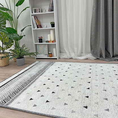 Alfa Rich 3x5 Gray Off White Washable Area Rugs for Living Room Bedroom Kitchen Dining Cotton Runner