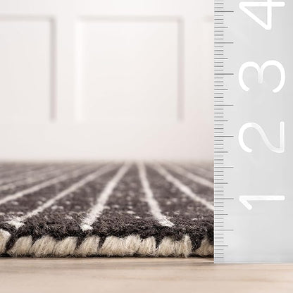 Rugs USA 2'6" x 8' Melrose Checked Wool Indoor Runner Rug, Contemporary Farmhouse Charcoal/Ivory for Living Room, Bedroom, Office, Entryway, Hallway