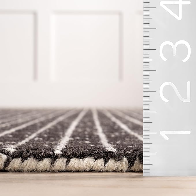 Rugs USA 3x5 Melrose Checked Wool Indoor Area Rug, Contemporary Farmhouse Charcoal/Ivory for Living Room, Bedroom, Office, Entryway, Hallway