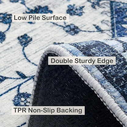 8x10 Area Rugs,Boho Vintage Oriental Washable Rugs,Collapsible Area Rug for Bedroom, Entryway, Kitchen, Bathroom