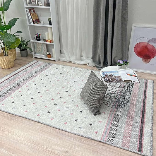Alfa Rich 3x10 Mauve Gray Off White Washable Area Rugs for Living Room Hallway Kitchen Decor Runner