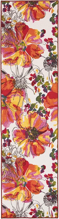 Rugshop Modern Bright Flowers Non-Slip (Non-Skid) Area Rug Runner 2' X 7' (22" X 84") Multi