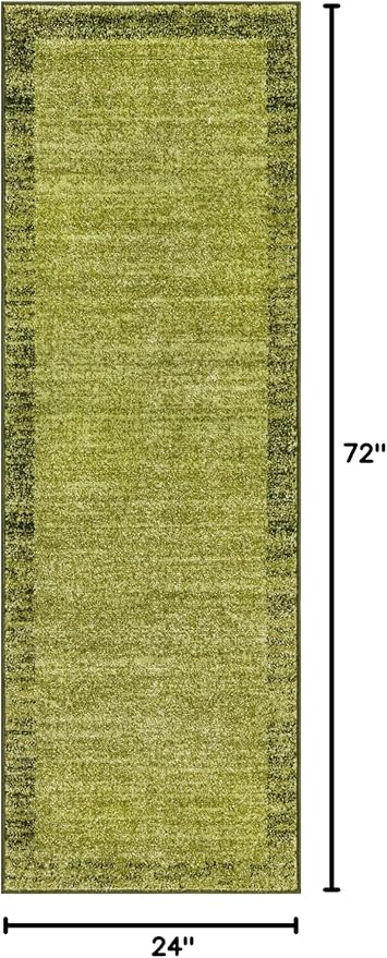 Rugs.com Angelica Collection Rug – 6 Ft Runner Light Green Medium Rug Perfect for Hallways, Entryways