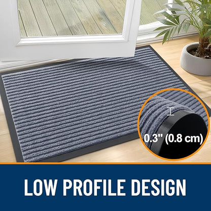 OLANLY Front Door Mat Indoor Outdoor Entrance, Waterproof Heavy Duty Doormat, Fade Resistant, Low Profile, Easy Clean Patio Porch Welcome Floor Mats for Entry, 59x30, Ash Grey