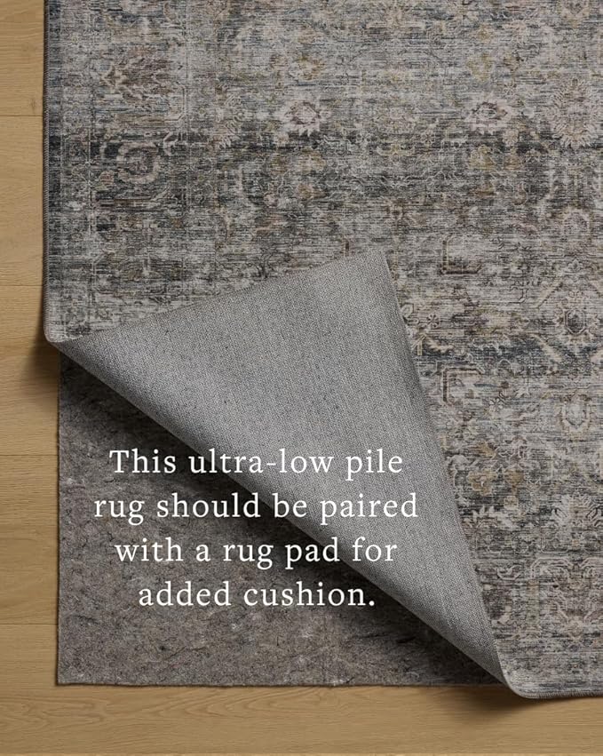 Loloi Amber Lewis Josie Collection JOS-05 Dove/Gold 6'-0" x 9'-0", .13" Pile Height, Low Profile, Machine Washable, Area Rug