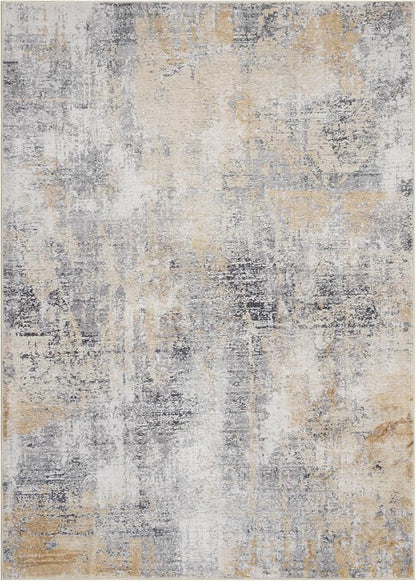 Area Rug 5×7, Vintage Boho Rug,Ultra-Soft Low Pile, Washable, Non Slip,Stain Resistant Printed Carpet for Living Room Bedrooms Playroom Office Kitchen, Gold/Grey
