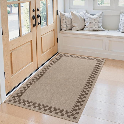 OJIA Easy Jute 3x5 Washable Rugs for Entryway, Farmhouse Patio Rug Indoor Outdoor Living Room Carpet, Modern Neutral Kitchen Rugs Non-Slip Front Door Mat Throw Carpet for Entrance Office Porch Decor