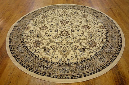 Unique Loom Sialk Hill Collection Area Rug - Washington (7' 10" Round Ivory/Black)