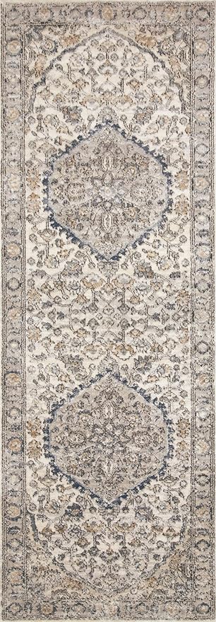 Loloi Teagan Collection TEA-01 Natural/Lt. Grey 7'-11" x 10'-6" Area Rug, Large, Soft Neutral Rug, High-Traffic for Living Room, Bedroom, Home Office, Dining Area