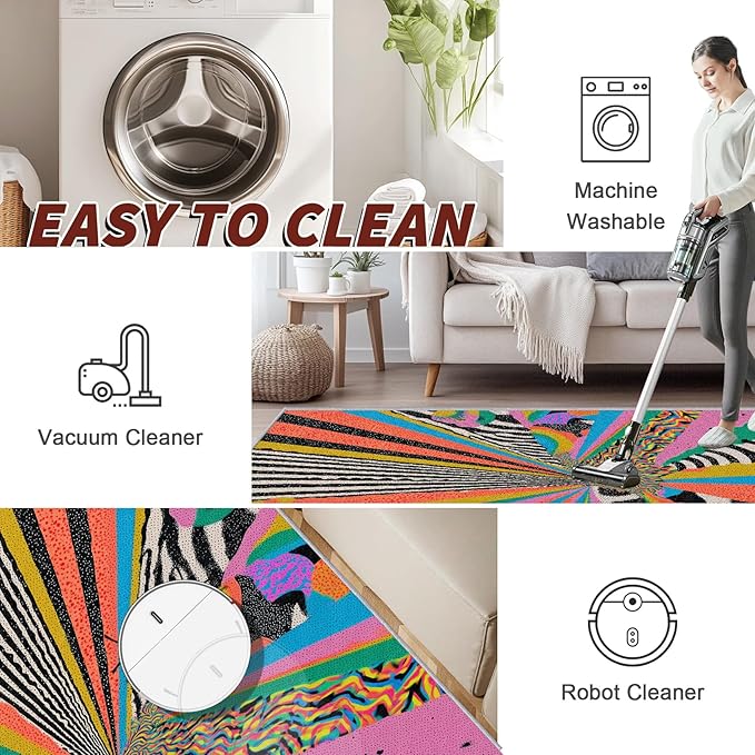 Graffiti Rugs for Living Room - Colorful Abstract Art Area Rugs 7x10, Hippie Aesthetic Funky High Traffic Lightweight Extra Large Carpet Home Decor #C090