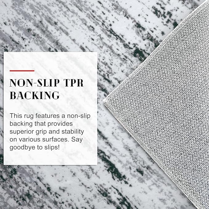 Modern Abstract Runner Rug 2x10, Black Grey White Washable Long Kitchen Runner Non-Slip Soft Hallway Rug Runner Thin Print Faux Wool Carpet for Entryway Bedroom Laundry Room Indoor Home Decor