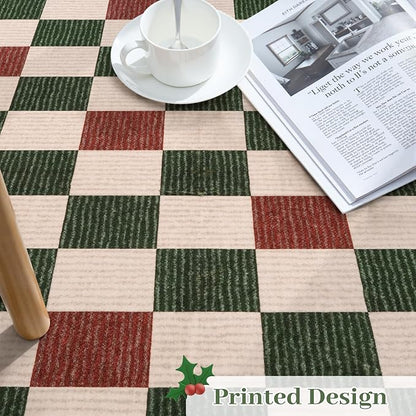 LIVEBOX 8x10 Area Rugs for Living Room Clearance, Checkered Non-Slip Washable Rugs, Farmhouse Neutral Classic Pattern Boys Area Rug for Bedroom, Carpet for Dining Room(Red,8'x10')