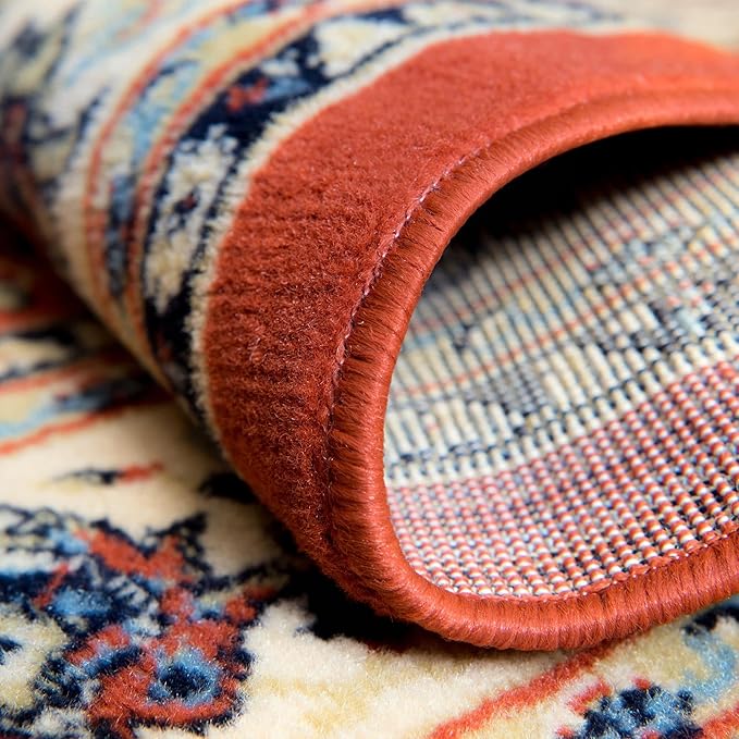 Rugs.com Yasmin Collection Rug – 10 Ft Runner Terracotta Medium Rug Perfect for Hallways, Entryways