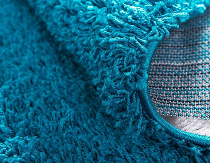 Unique Loom Solid Shag Collection Area Rug (9' x 12' 2" Rectangle, Turquoise)