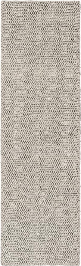 SAFAVIEH Natura Collection Runner Rug - 2'3" x 12', Silver, Handmade Wool Blend, Textured Design, Ideal for Hallway, Bedroom, Foyer (NAT620C)