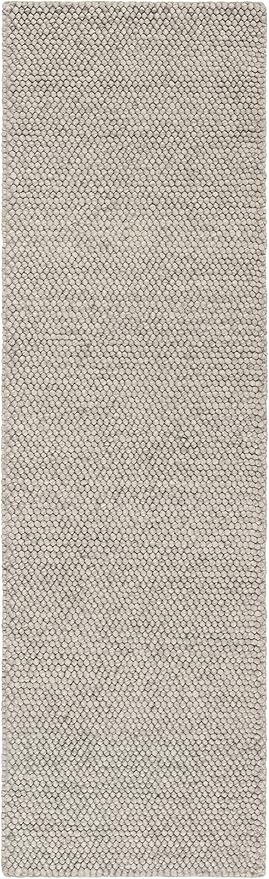 SAFAVIEH Natura Collection Runner Rug - 2'3" x 14', Silver, Handmade Wool Blend, Textured Design, Ideal for Hallway, Bedroom, Foyer (NAT620C)