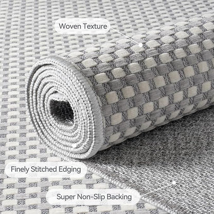 Boho 2x5 ft Hallway Runners Rug Washable Long Woven Kitchen Runner Mat Rugs Non Slip, Soft Entryway Laundry Hall Runner Floor Carpet for Indoor Backdoor Bedroom Kitchen Living Room, Gray